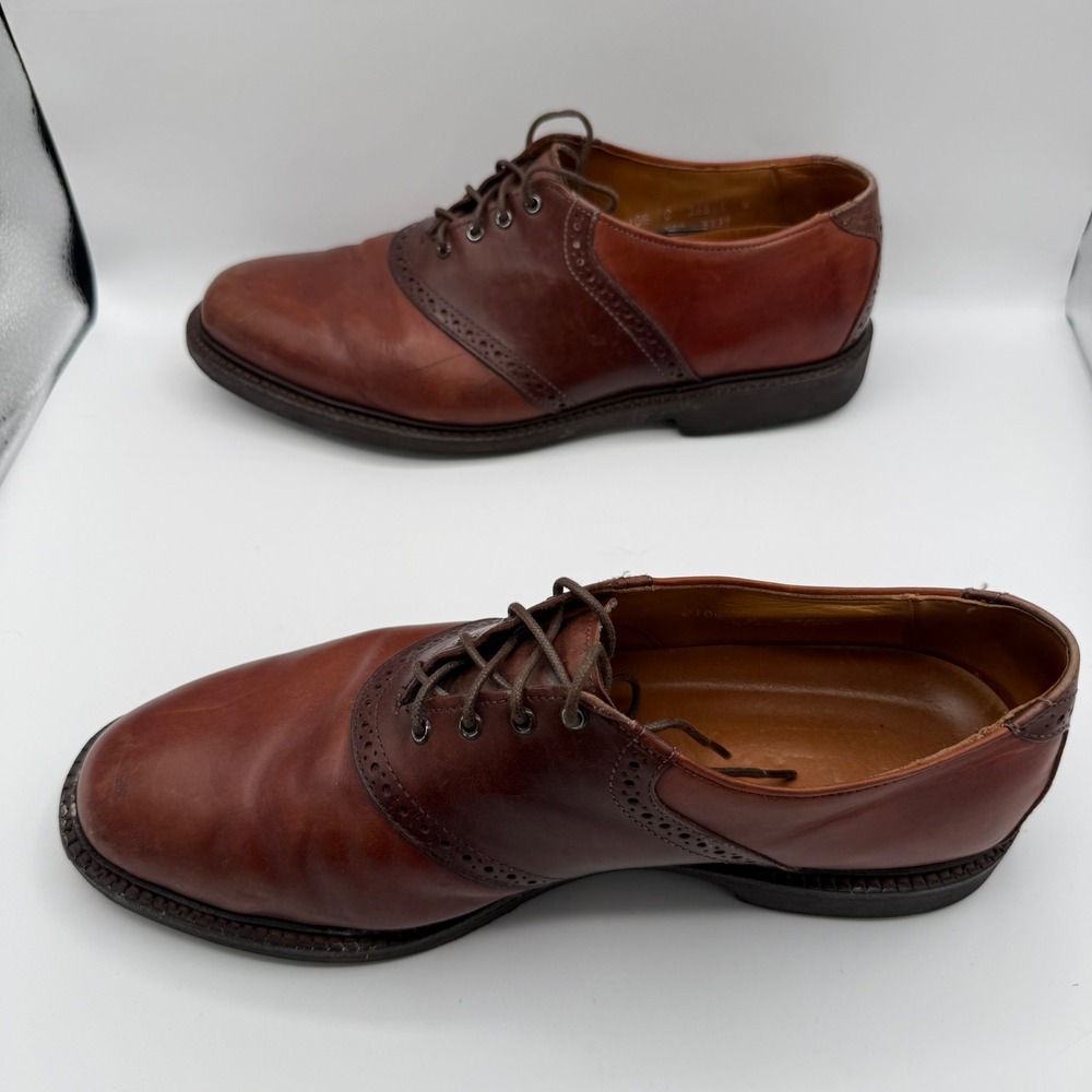 Allen Edmonds Shelton Brown Two Tone Leather Saddle Oxford Shoes Mens 10.5 C - Picture 6 of 9